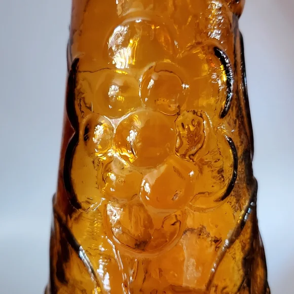 Vntg Empoli 15 1/2" Amber Butterfly & Flower Bottle - Picture 7 of 11